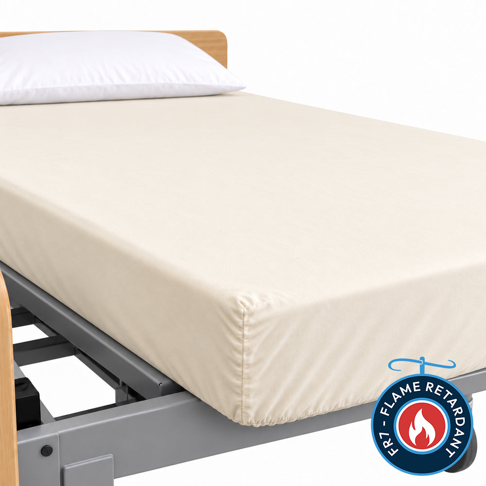 Flame Retardant Single Fitted Sheet (Cream, Navy, Pale Blue)