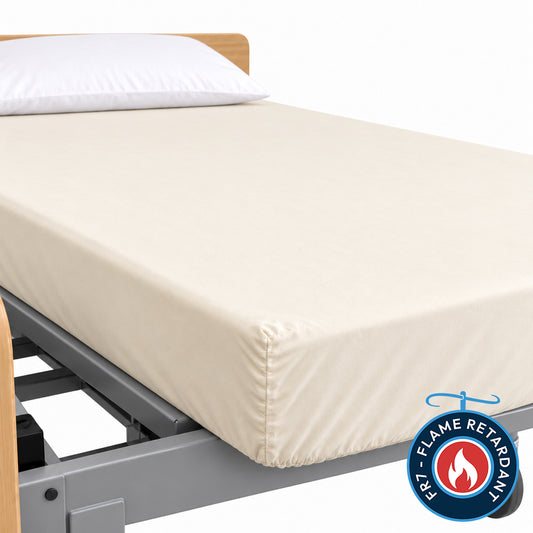 Flame Retardant Single Fitted Sheet (Cream, Navy, Pale Blue)
